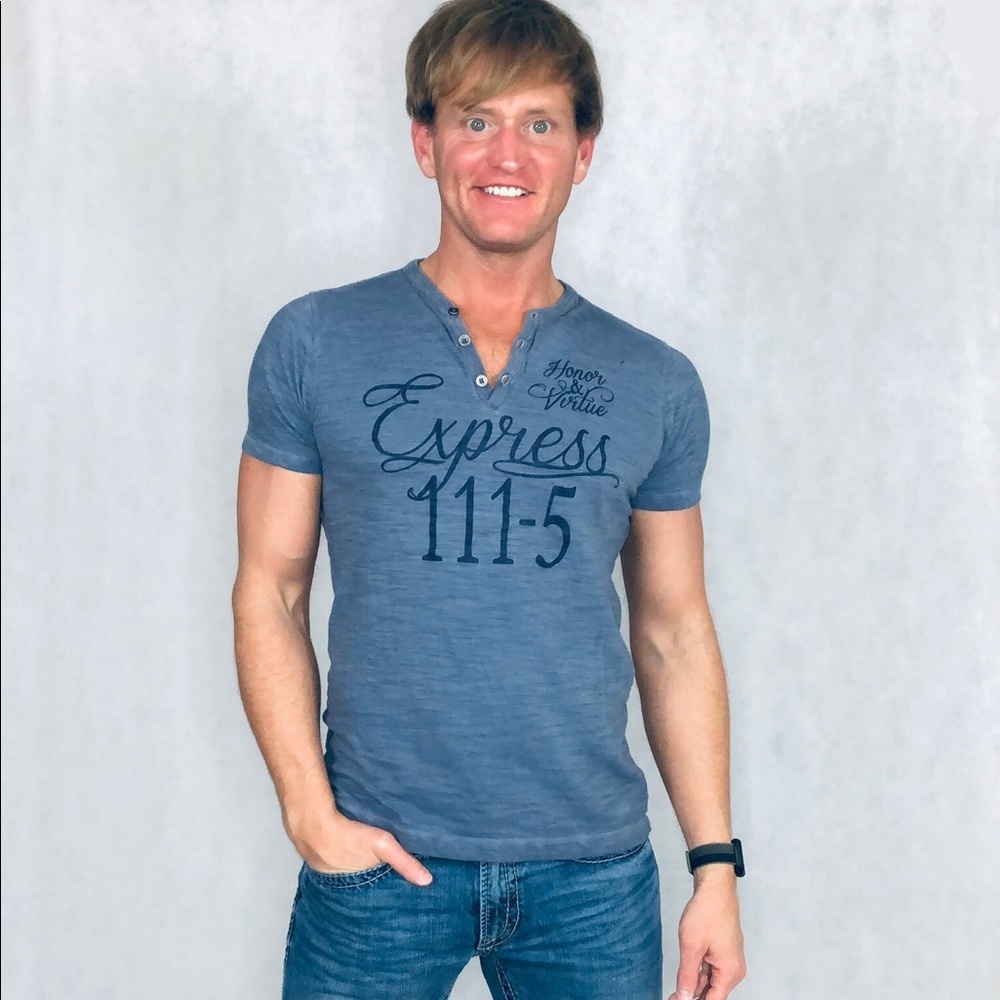 Express Men, Graphic Tee, Blue, Size Small